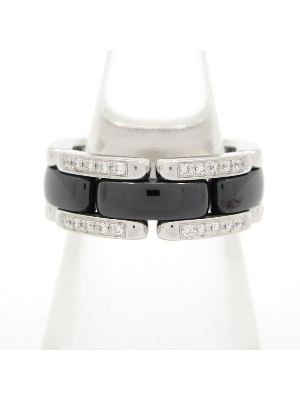 Chanel Ring 48 Ultra Collection 18k White Gold Black Ceramic Diamond